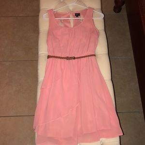 Coral Ruffle Dress with Back Cut Outs
